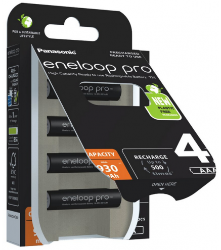 Akumulatorki R03 / AAA Panasonic Eneloop PRO 930mAh Ni-MH BK-4HCDE/4BE (blister 4 szt.)