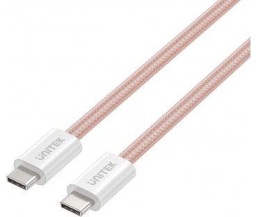 Kabel zwijany magnetycznie Unitek USB C PD 100W różowy 1m