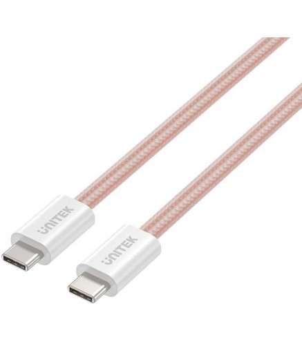 Kabel zwijany magnetycznie Unitek USB C PD 100W różowy 1m