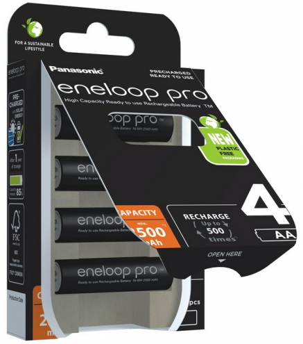 Akumulatorki R6 / AA Panasonic Eneloop PRO 2500mAh Ni-MH BK-3HCDE/4BE (blister 4 szt.)