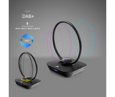 Antena pokojowa DVB-T2 Spacetronik Locus TV zasilacz 45dB