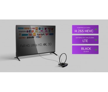 Antena pokojowa DVB-T2 Spacetronik Locus TV zasilacz 45dB