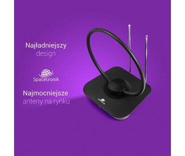 Antena pokojowa DVB-T2 Spacetronik Locus TV zasilacz 45dB