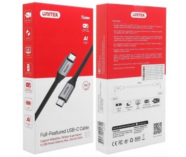 Kabel USB Unitek USB-C na USB-C 10Gbps 4K 60Hz 20V/5A