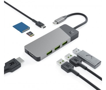 Hub USB 7w1 Green Cell Connect 3x USB-A 3.1 HDMI  4K 60Hz 1x USB-C PD 85W
