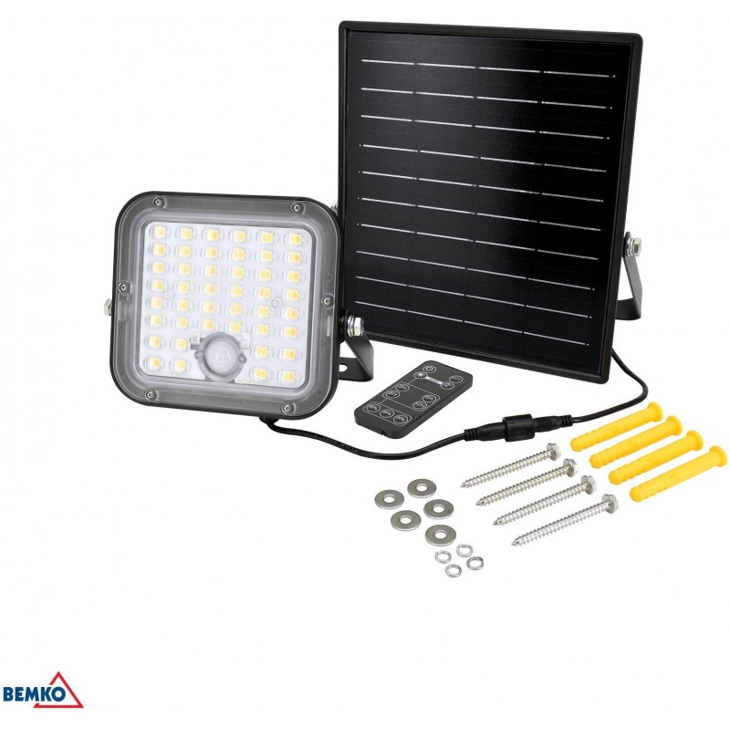 NAŚWIETLACZ SOLARNY LED BEMKO SOLPAR 10W 1500LM 3000/4000K IP65 CZARNY CZ. PIR