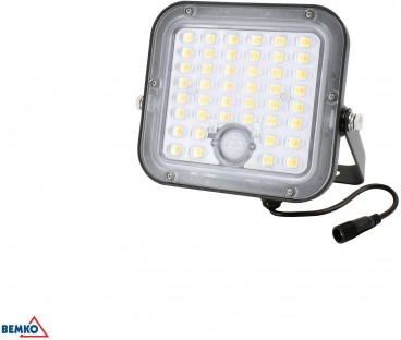 NAŚWIETLACZ SOLARNY LED BEMKO SOLPAR 10W 1500LM 3000/4000K IP65 CZARNY CZ. PIR