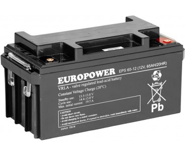 Akumulator AGM EUROPOWER serii EPS 12V 65Ah (Żywotność 8-12 lat)