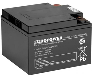 Akumulator AGM EUROPOWER serii EPS 12V 28Ah (Żywotność 8-12 lat)