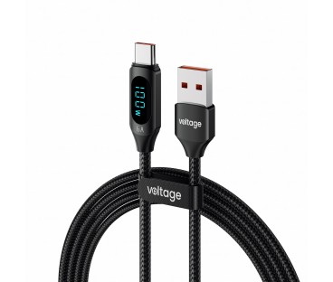 Kabel USB-A / USB-C Voltage PowerDisplay 66W 100cm czarny