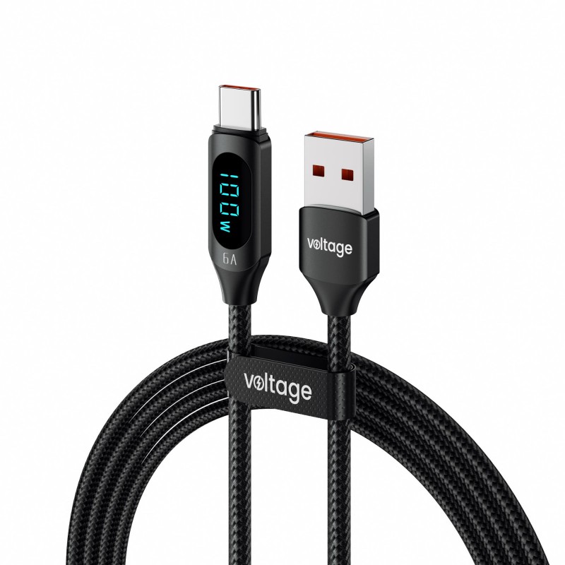 Kabel USB-A / USB-C Voltage PowerDisplay 66W 100cm czarny