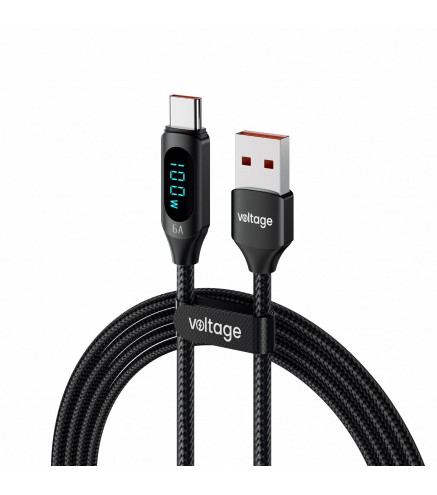 Kabel USB-A / USB-C Voltage PowerDisplay 66W 100cm czarny