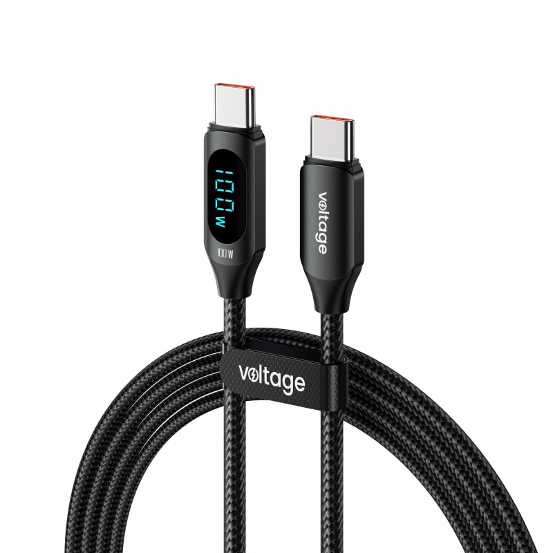 Kabel USB-C / USB-C Voltage PowerDisplay 100W PD 100cm czarny