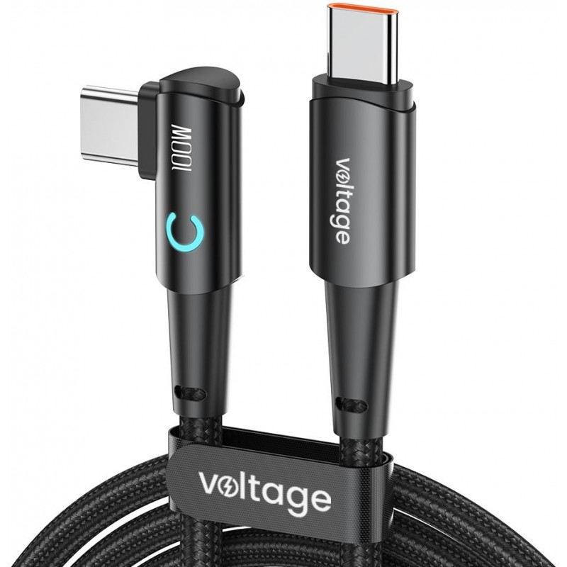 Kabel USB-C / USB-C kątowy Voltage PowerAngle 100W PD 100cm czarny