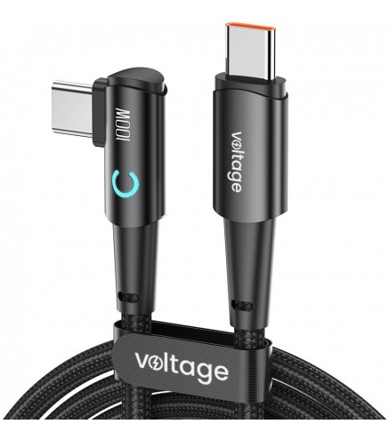 Kabel USB-C / USB-C kątowy Voltage PowerAngle 100W PD 100cm czarny
