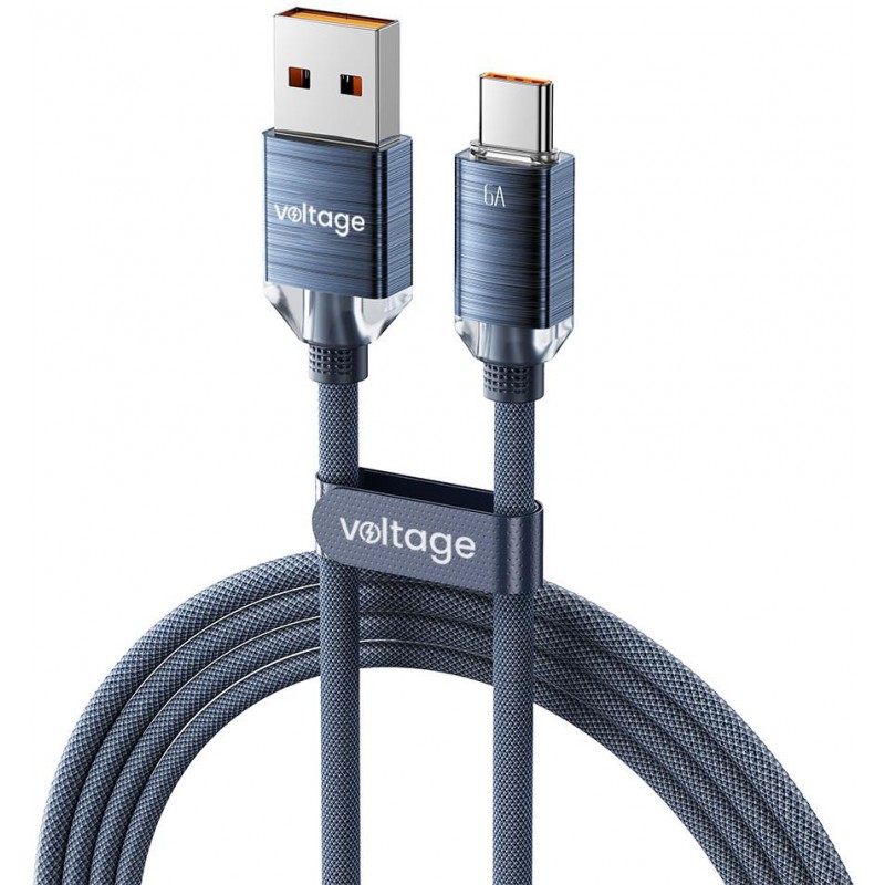 Kabel USB-A / USB-C Voltage PureCrystal 66W 200cm niebieski