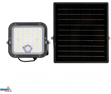NAŚWIETLACZ SOLARNY LED BEMKO SOLPAR 10W 1500LM 3000/4000K IP65 CZARNY CZ. PIR