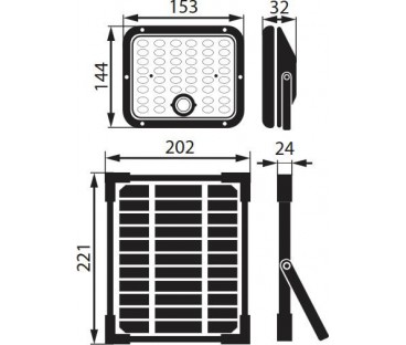 NAŚWIETLACZ SOLARNY LED BEMKO SOLPAR 10W 1500LM 3000/4000K IP65 CZARNY CZ. PIR