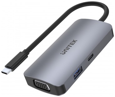 Unitek D1051A Hub USB-C 1xUSB 3.1 Gen1 VGA 2xHDMI PD MST
