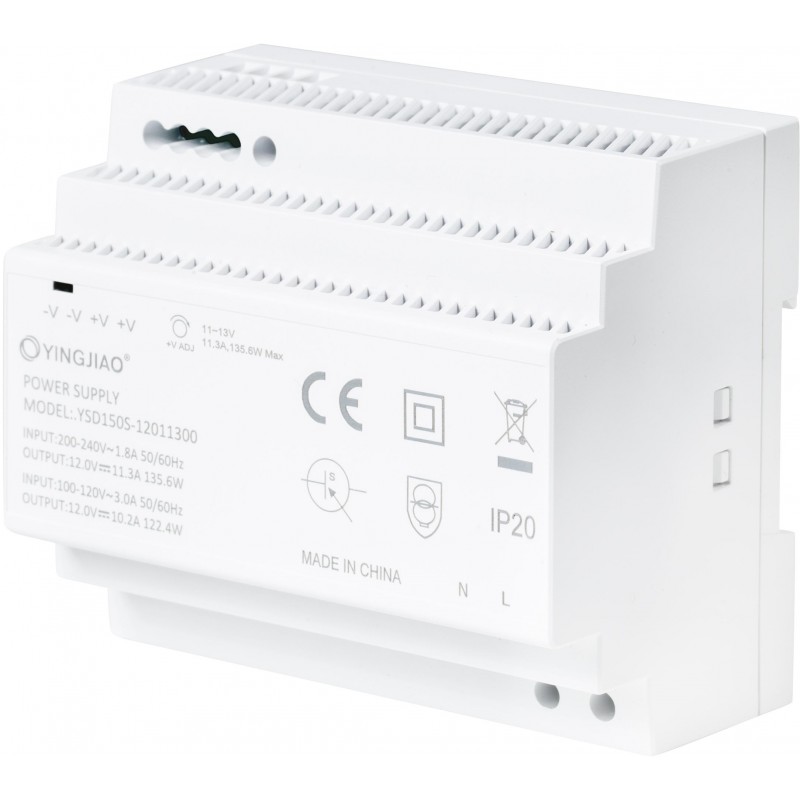 ZASILACZ IMPULSOWY NA SZYNĘ DIN YINGJIAO YSD150S-12011300 12V/136W/11,3A ZASILACZ IMPULSOWY NA SZYNĘ DIN YINGJIAO YSD150S-12011300 12V/136W/11,3A
