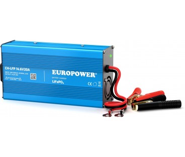ŁADOWARKA PROSTOWNIK DO AKUMULATORÓW LiFePO4 EUROPOWER CH-LFP/12/20 14,6V 20A KONEKTOR KROKODYLEK