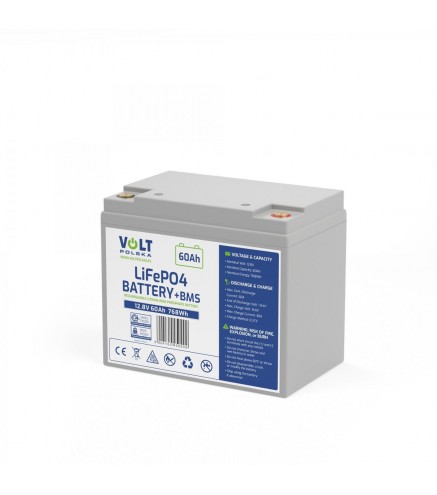 AKUMULATOR VOLT POLSKA LITOWO-ŻELAZOWO-FOSFORANOWY LiFePO4 12V 60Ah 60A