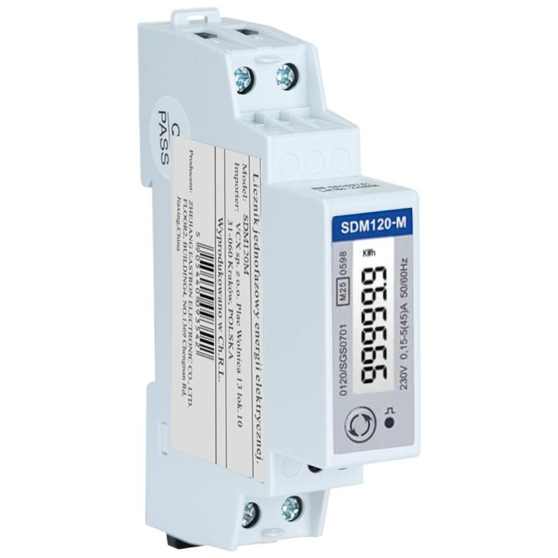 Licznik energii jednofazowy z Modbus dwukierunkowy VCX SDM120M (MID)