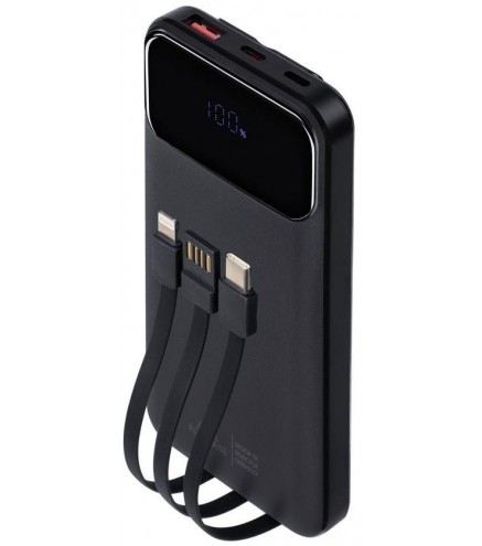 Powerbank Rivacase 10000mAh 22.5W PD 2x USB-C 1x USB-A VA2211 czarny + kabel USB-C i Lightning