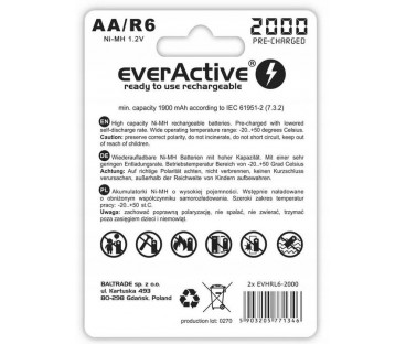 Akumulatorki R6 / AA Ni-MH everActive 2000mAh (box 2 szt.)