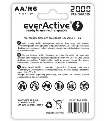 Akumulatorki R6 / AA Ni-MH everActive 2000mAh (box 2 szt.)