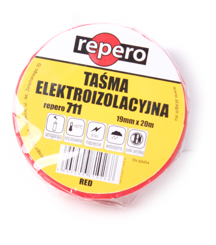 TAŚMA IZOLACYJNA REPERO 711E CZERWONA 19MMX20M