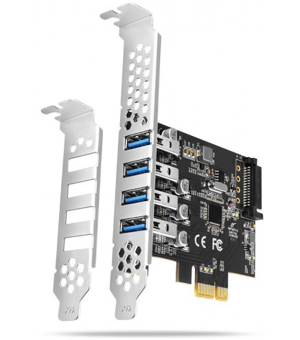 Kontroler Axagon PCEU-43RS PCIe 4x port USB 3.2 GEN 1, UASP, chipset Renesas, 15-pin SATA