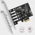 Kontroler Axagon PCEU-43RS PCIe 4x port USB 3.2 GEN 1, UASP, chipset Renesas, 15-pin SATA