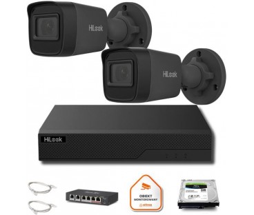 Zestaw monitoringu Hilook 2x IPC-B141H-C black z dyskiem 2TB