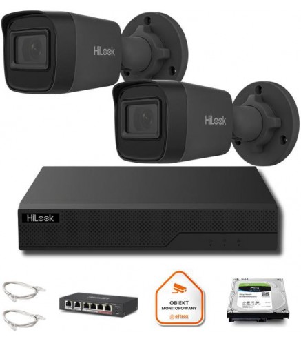 Zestaw monitoringu Hilook 2x IPC-B141H-C black z dyskiem 2TB