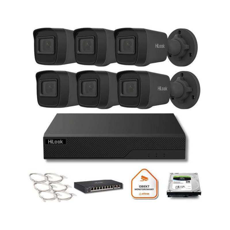Zestaw monitoringu Hilook 6x IPC-B141H-C black z dyskiem 2TB
