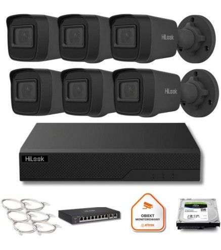 Zestaw monitoringu Hilook 6x IPC-B141H-C black z dyskiem 2TB