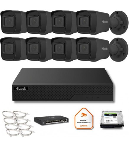 Zestaw monitoringu Hilook 8x IPC-B141H-C black z dyskiem 2TB