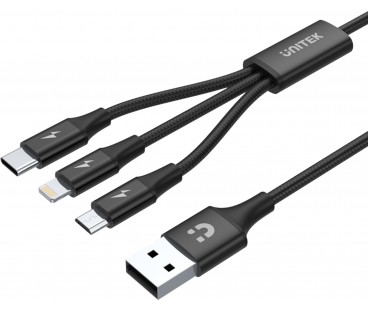 Unitek przewód ładujący USB 3 w 1 czarny