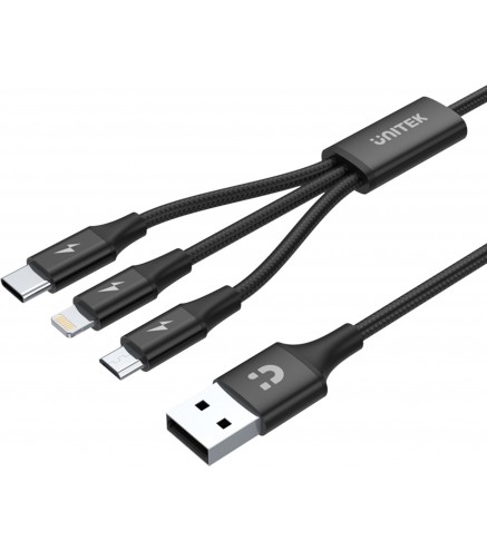Unitek przewód ładujący USB 3 w 1 czarny