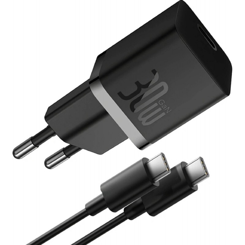 Ładowarka sieciowa Baseus GaN 5 Fast Charger Mini P10110902113-00 30 W USB-C PD 3.0 QC 3.0 + kabel