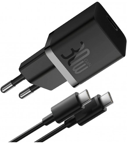 Ładowarka sieciowa Baseus GaN 5 Fast Charger Mini P10110902113-00 30 W USB-C PD 3.0 QC 3.0 + kabel
