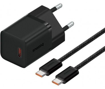 Ładowarka sieciowa Baseus GaN 5 Fast Charger Mini P10110902113-00 30 W USB-C PD 3.0 QC 3.0 + kabel