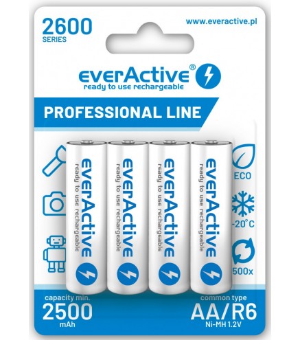 Akumulatorki AA / R6 Ni-MH everActive 2600mAh Professional Line (box 4 szt.)