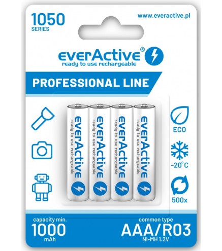 Akumulatorki AAA / R03 Ni-MH everActive 1050mAh Proffesional Line (box 4 szt.)