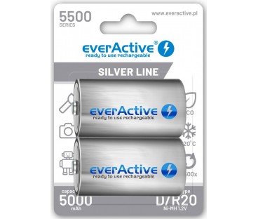 Akumulatorki D / R20 Ni-MH everActive 5500mAh Silver Line (box 2 szt.)