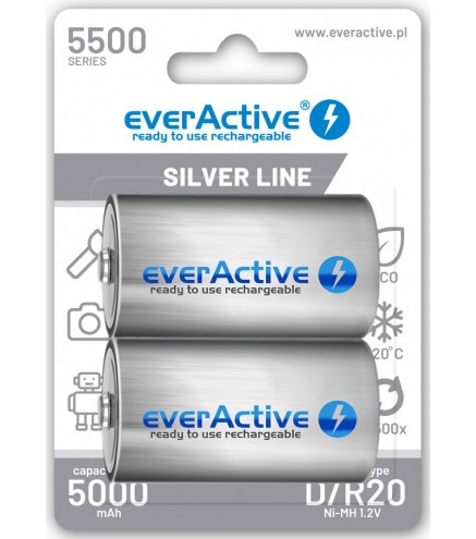 Akumulatorki D / R20 Ni-MH everActive 5500mAh Silver Line (box 2 szt.)