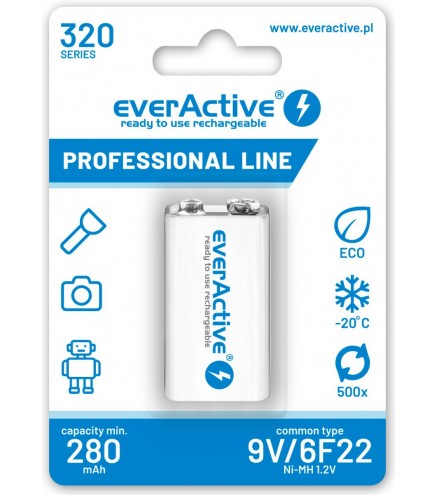 Akumulatorek 6F22 Ni-MH everActive 9V 320mAh Professional Line (1 szt.)