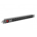 LISTWA ZASILAJĄCA RACK PDU 1U 10A 10X IEC C13 2M CZARNA C14 Lanberg