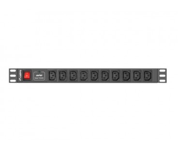 LISTWA ZASILAJĄCA RACK PDU 1U 10A 10X IEC C13 2M CZARNA C14 Lanberg
